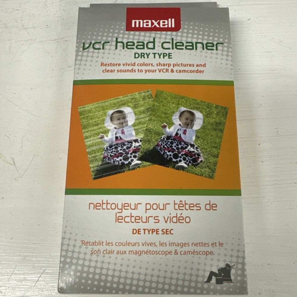 Maxell VCR Camcorder Head Cleaner Dry Type VP-100 VHS Video Restore Color Sounds